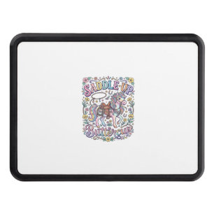 Unicorn Saddle Up Buttercup Colorful White Backgro Hitch Cover