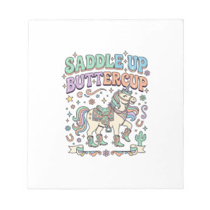 Unicorn Saddle Up Buttercup Kawaii Typography Desi Notepad