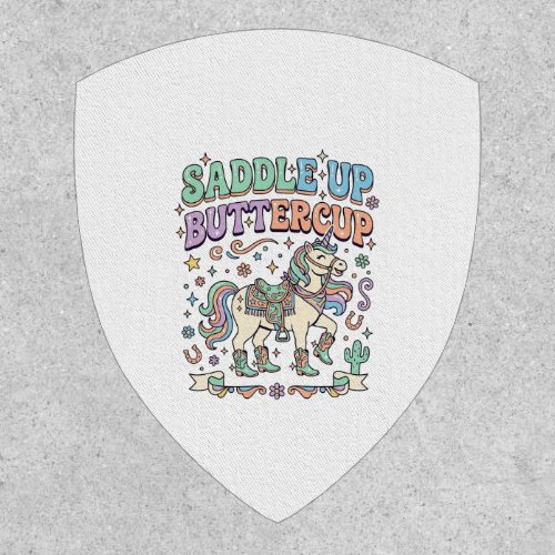 Unicorn Saddle Up Buttercup Kawaii Typography Desi Patch
