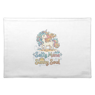 Unicorn Salty Mane Sunny Soul Playful Vector Desig Cloth Placemat