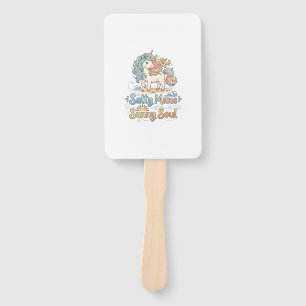 Unicorn Salty Mane Sunny Soul Playful Vector Desig Hand Fan