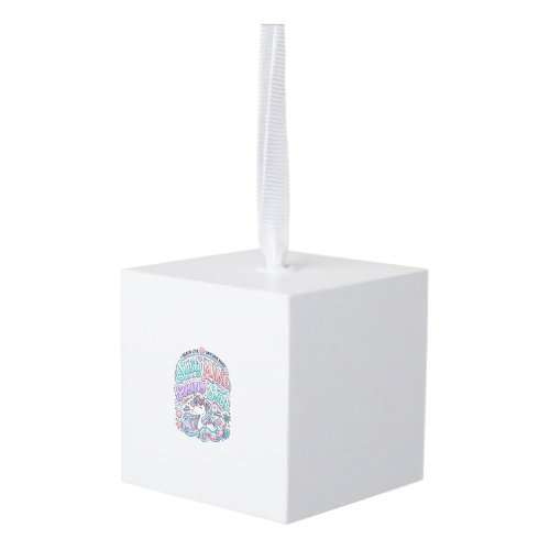 Unicorn Salty Mane Sunny Soul Retro Style T-Shirt  Cube Ornament
