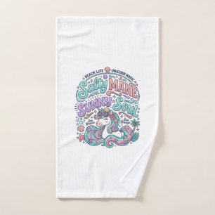 Unicorn Salty Mane Sunny Soul Retro Style T-Shirt Hand Towel