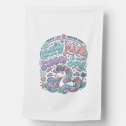 Unicorn Salty Mane Sunny Soul Retro Style T-Shirt House Flag