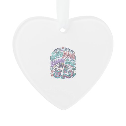 Unicorn Salty Mane Sunny Soul Retro Style T-Shirt  Ornament