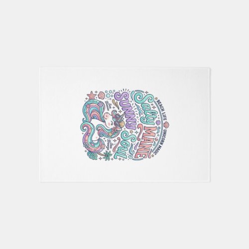 Unicorn Salty Mane Sunny Soul Retro Style T-Shirt  Rug