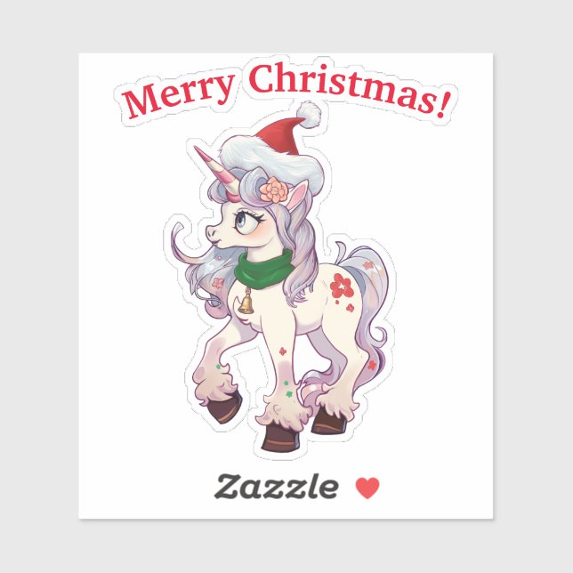 Unicorn Santa Cartoon Sticker (Sheet)