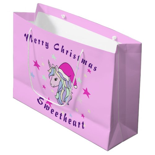Unicorn Santa Christmas customizable gift bag