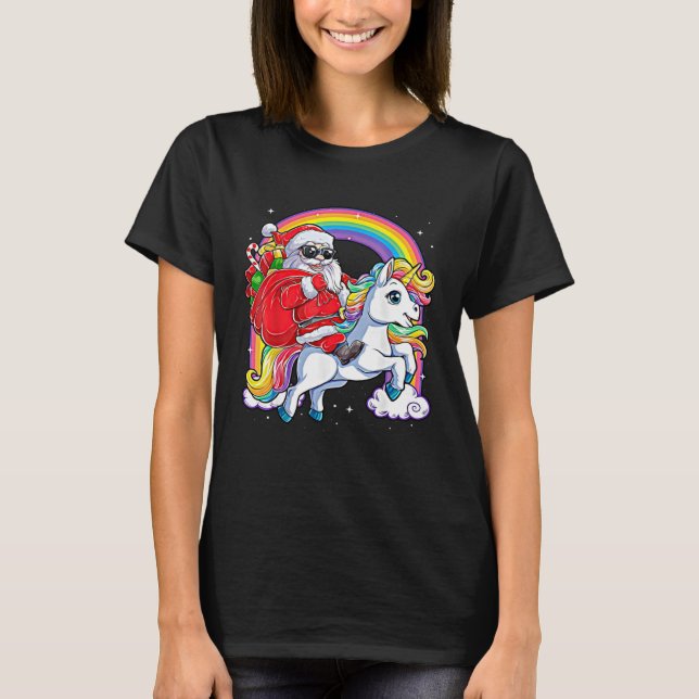 Unicorn Santa Claus  for Christmas T-Shirt (Front)