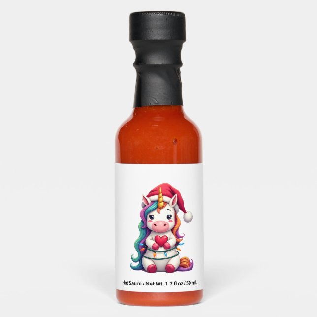 Unicorn Santa Hat Christmas T-Shirt (4) Hot Sauces (Front)