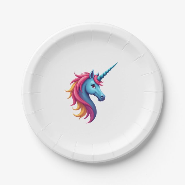 Unicorn Santa Hat Christmas T-Shirt (4) Paper Plates (Front)
