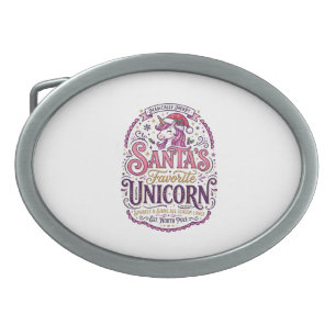 Unicorn Santa's Favorite Unicorn Belt Buckle