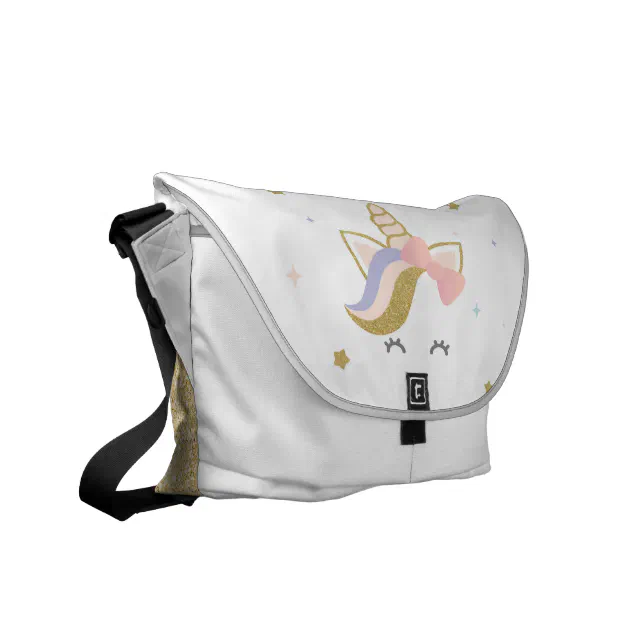 Unicorn school bag, rainbow messenger bag Zazzle