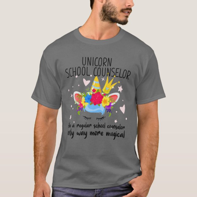 Unicorn School Counselor Teacher Appreciation T-Shirt (Front)
