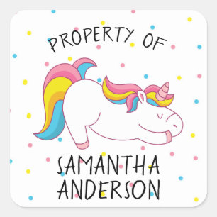 Unicorn school supply or property of stickers