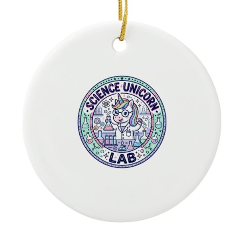 Unicorn Science Unicorn Lab POD Ready Apparel Grap Ceramic Ornament