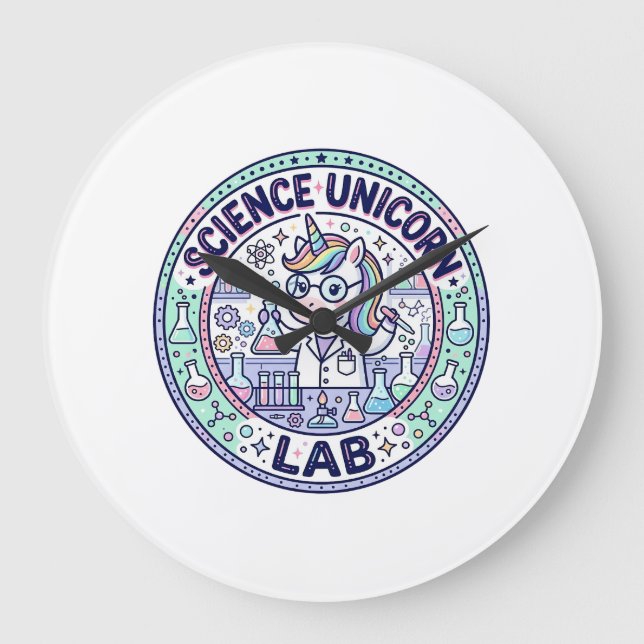 Unicorn Science Unicorn Lab POD Ready Apparel Grap Large Clock (Front)