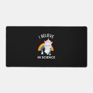 Unicorn Scientist I Believe In Science Funny T-Shi Desk Mat