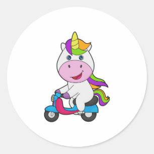 Unicorn Scooter Classic Round Sticker