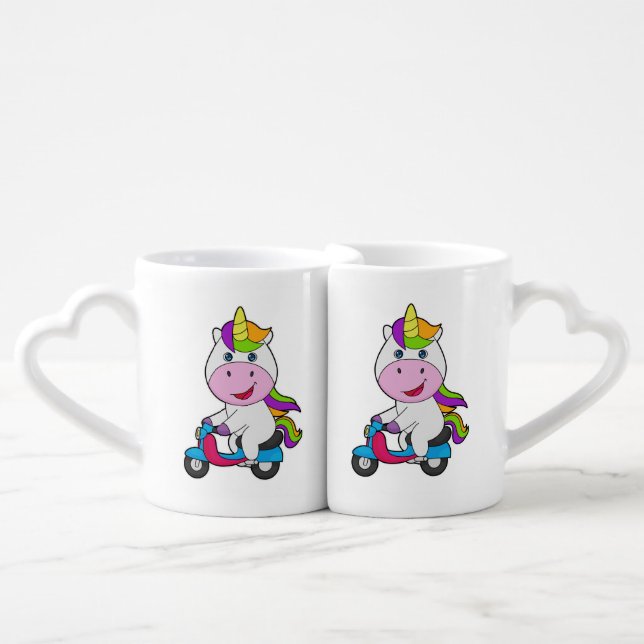 Unicorn Scooter Coffee Mug Set (Front Nesting)
