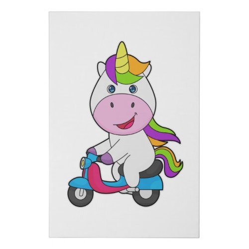 Unicorn Scooter Faux Canvas Print