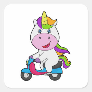 Unicorn Scooter Square Sticker