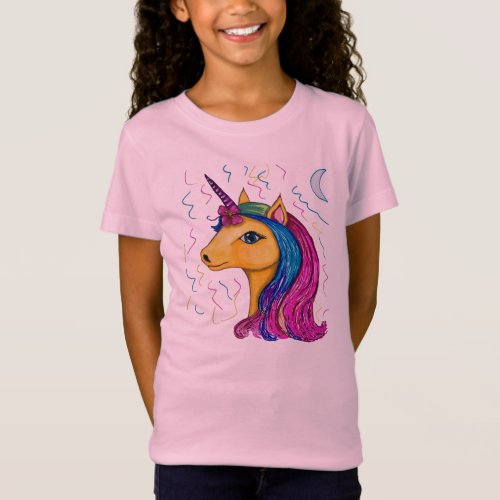 Unicorn Scribbles with Moon and Stars Tshirt
