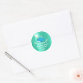 Unicorn Sea Whale Favor Thank Baby Shower Mint Blu Classic Round Sticker (Envelope)