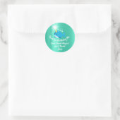 Unicorn Sea Whale Favor Thank Baby Shower Mint Blu Classic Round Sticker (Bag)