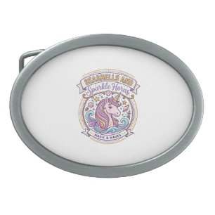 Unicorn Seashells and Sparkle Horns POD Ready Zazz Belt Buckle