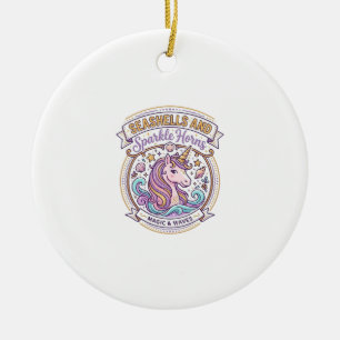 Unicorn Seashells and Sparkle Horns POD Ready Zazz Ceramic Ornament
