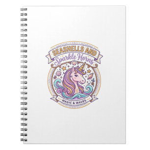 Unicorn Seashells and Sparkle Horns POD Ready Zazz Notebook