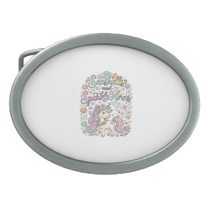 Unicorn Seashells and Sparkle Horns Premium Vector Belt Buckle