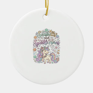 Unicorn Seashells and Sparkle Horns Premium Vector Ceramic Ornament