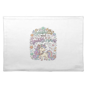 Unicorn Seashells and Sparkle Horns Premium Vector Cloth Placemat