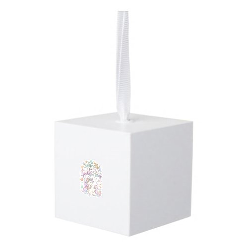 Unicorn Seashells and Sparkle Horns Premium Vector Cube Ornament