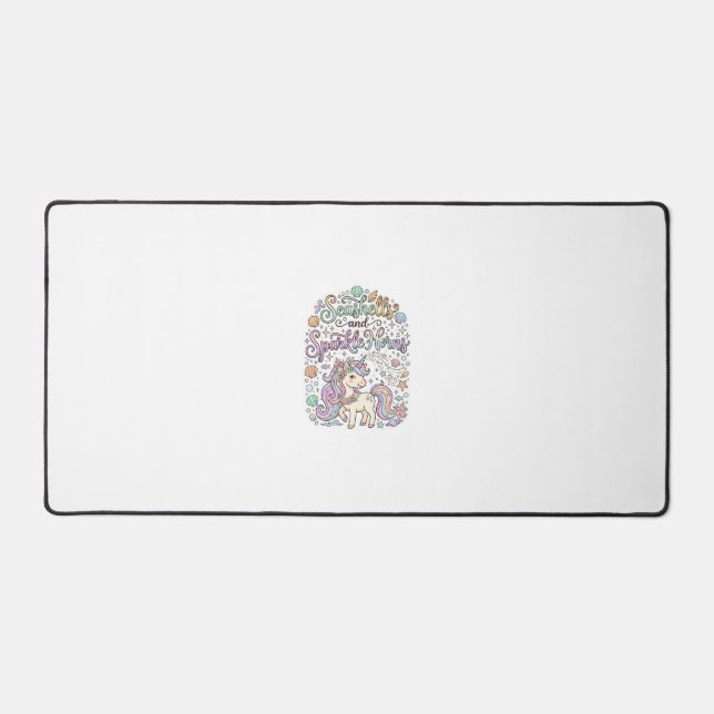 Unicorn Seashells and Sparkle Horns Premium Vector Desk Mat (Front)