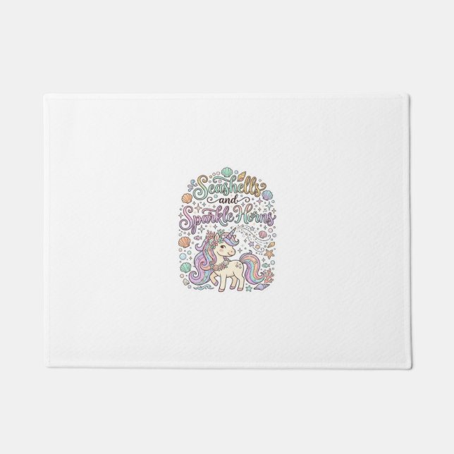 Unicorn Seashells and Sparkle Horns Premium Vector Doormat (Front)