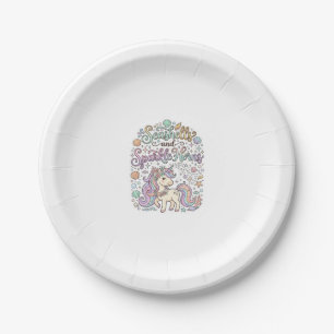 Unicorn Seashells and Sparkle Horns Premium Vector Paper Plates