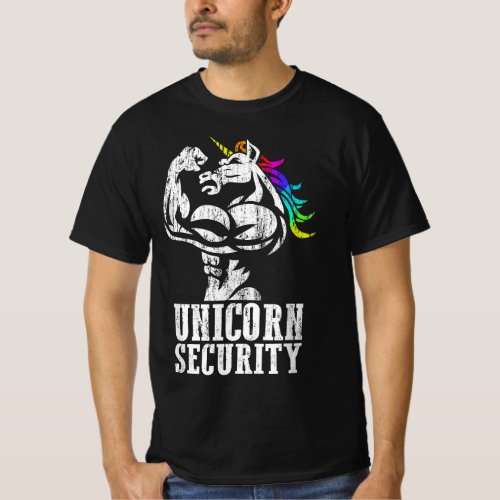 Unicorn Security Rainbow Muscle Manly Funny Christ T_Shirt