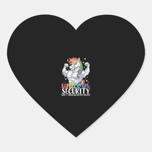 Unicorn Security Rainbow Unicorn Sister Strength T Heart Sticker (Front)