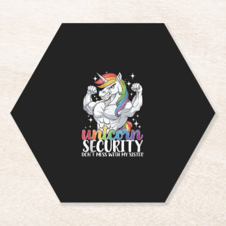 Unicorn Security Rainbow Unicorn Sister Strength T Paper Coaster