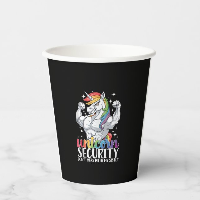 Unicorn Security Rainbow Unicorn Sister Strength T Paper Cups (Front)