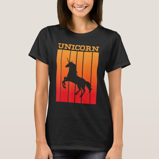 Unicorn Shadow Silhouette At Sunset T-Shirt (Front)