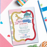Unicorn & Shark Joint Boy Girl Birthday Invitation<br><div class="desc">Unicorn & Shark shared party invitation. Perfect for 2 children with 2 interests!
Fun invite for any age! Back print included.</div>