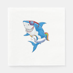Unicorn Shark Pool Party Shirt Kids Girls Boys Fun Napkins