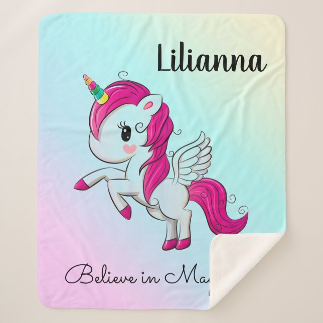Unicorn Sherpa Blanket (Front)
