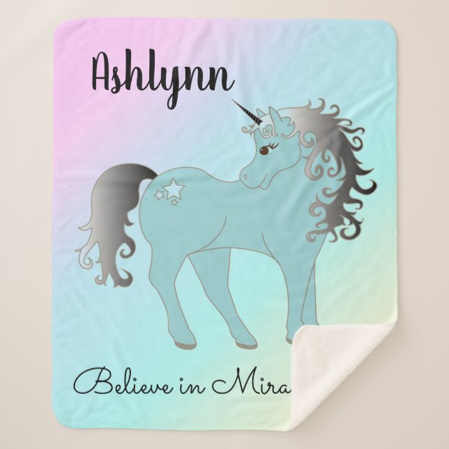 Unicorn Sherpa Blanket (Front)