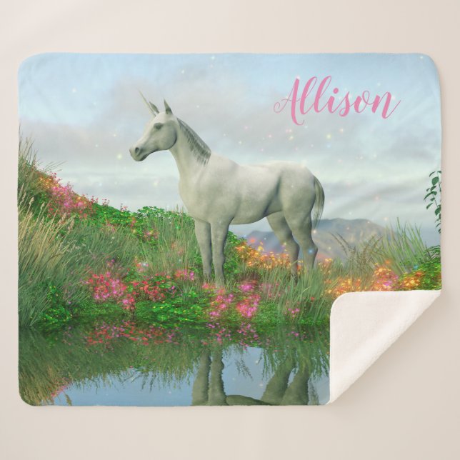 Unicorn Sherpa Blanket (Front (Horizontal))
