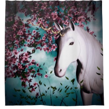 Unicorn Shower Curtain by RenderlyYours at Zazzle